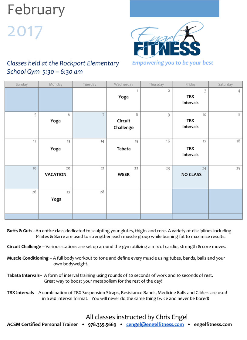 Engel Fitness schedule at RES
